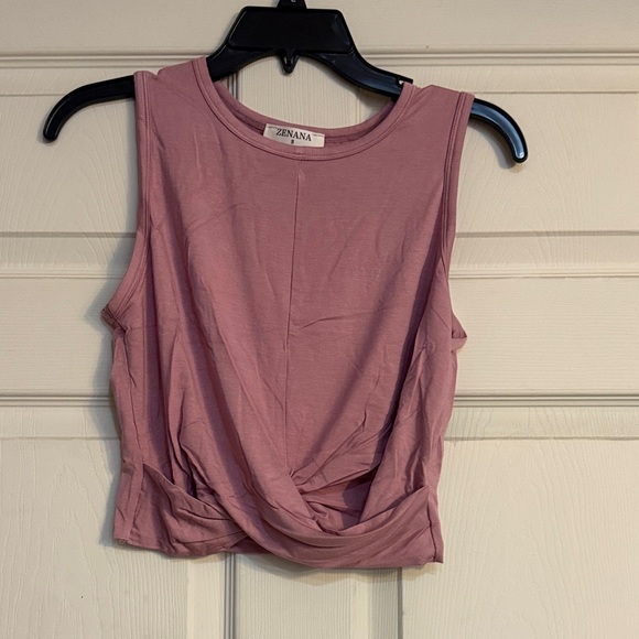 Zenana Outfitters Mauve Twist Front Tank Top - Picture 1 of 4